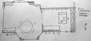 Grundriss des Arbeitszimmers / Büros in der Villa Lambertio, vermutlich von der Hand PJK's. Scann MBAIII-14-03-21_5478.