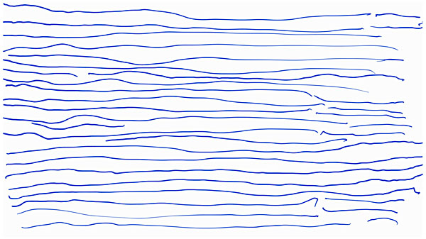 Landschaft 2, Erste Blaue Atelier Mappe Bogen 58, Linien Landschaften, Köln, 1965, Collezione Lambertio.