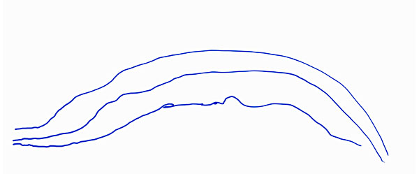 Landschaft 4, Erste Blaue Atelier Mappe Bogen 60, Linien Landschaften, Köln, 1965, Collezione Lambertio.