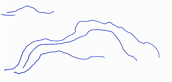 Landschaft 5, Erste Blaue Atelier Mappe Bogen 61, Linien Landschaften, Köln, 1965, Collezione Lambertio.